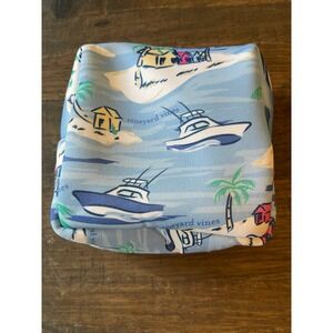 NWOT Vineyard‎ Vines for Target Blue Boat Palm Trees Cosmetic Makeup Bag